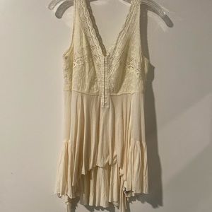 Free People Cream Lace Tank Top